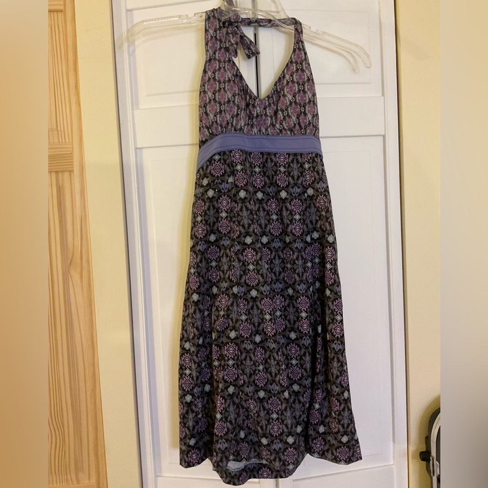 Athleta Floral Halter Dress - Purple and Black
